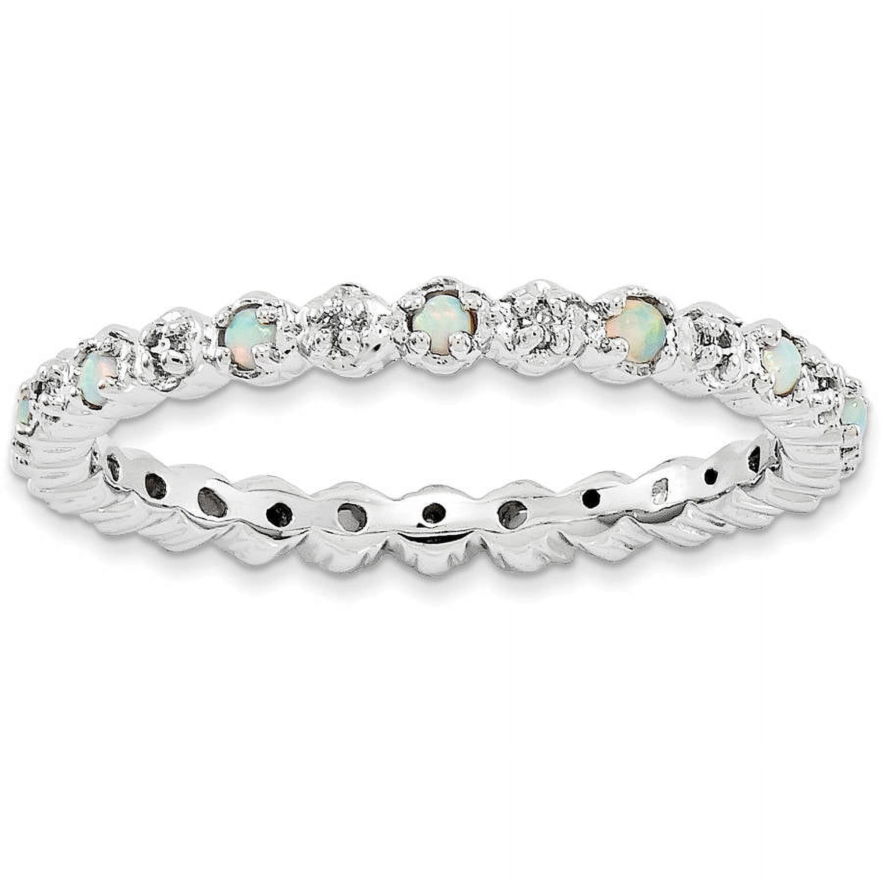 Created Opal and Diamond Sterling Silver Ring