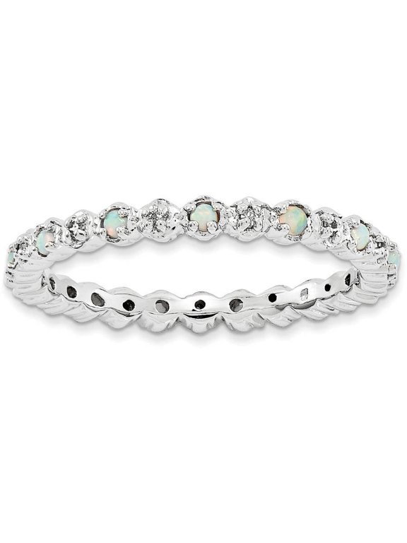 Created Opal and Diamond Sterling Silver Ring