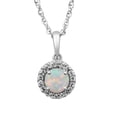thumbnail image 1 of Created Opal and White CZ Sterling Silver Cushion-Framed Pendant, 18", 1 of 2