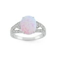 thumbnail image 1 of Created Opal and White Sapphire Oval Split Shank Ring, 1 of 4
