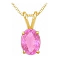 thumbnail image 1 of Created Pink Sapphire Solitaire Pendant Yellow Gold Vermeil - 1 CT TGW, 1 of 1