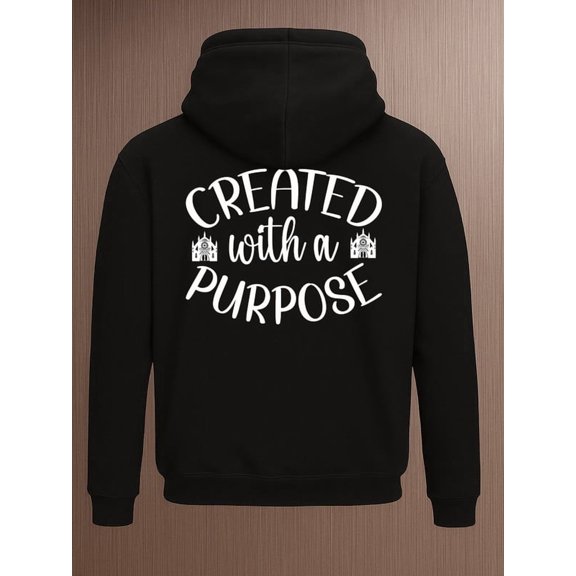 Created Purpose funny hoodies Christianity mens hooded sweatshirt black Regular Fit, All-Season Casual Wear, Ideal Gift aesthetic funny gift christianity pamuk Casual Unisex hoodie