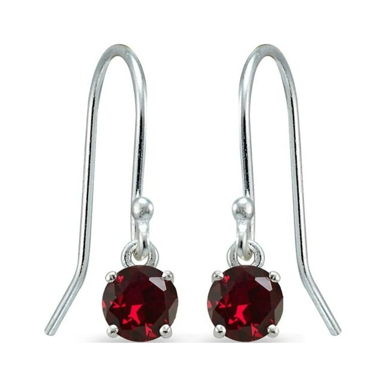 Sterling Silver Created Ruby Round Earrings