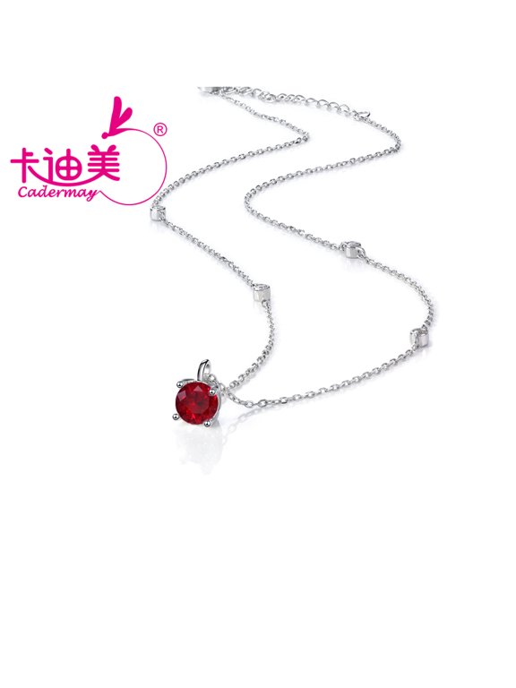 Created Ruby 6.5mm Lab Grown Ruby Pegion Blood Red S925 Sterling Silver Necklace For Women Jewelry Gifts