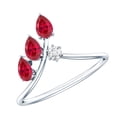 thumbnail image 1 of Rosec Jewels Lab Grown Ruby Diamond Stackable Ring - Nature Inspired Leaf Ring - AAAA Quality, 925 Sterling Silver, US 4.00, 1 of 8
