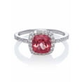 Created Ruby Cushion-Cut with Created White Sapphire Ring, Size 7 ...