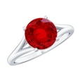 thumbnail image 1 of Rosec Jewels Lab Grown Ruby Solitaire Engagement Ring 2 Ct - Split Shank Ring for Women - AAAA Grade Certified - with Jewelry Box, 10K White Gold, US 3.00, 1 of 9