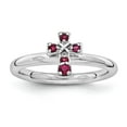 thumbnail image 1 of Created Ruby Sterling Silver Rhodium Cross Ring, 1 of 10