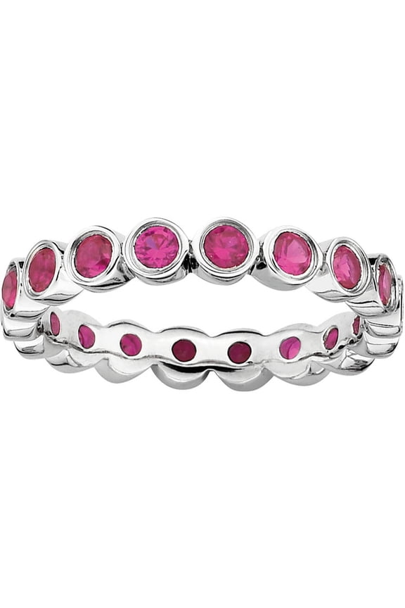 Created Ruby Sterling Silver Ring