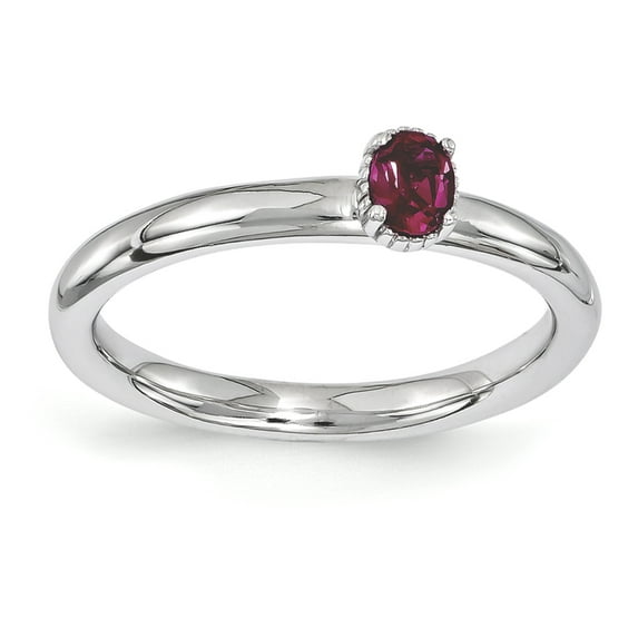 Created Ruby Sterling Silver Single-Stone Ring