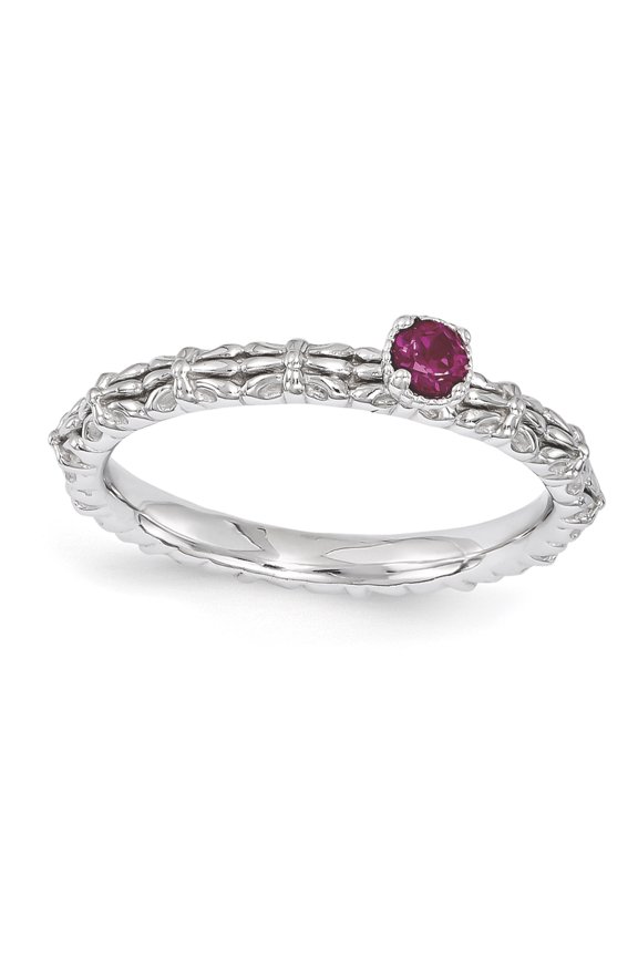 Created Ruby Sterling Silver Single-Stone Ring