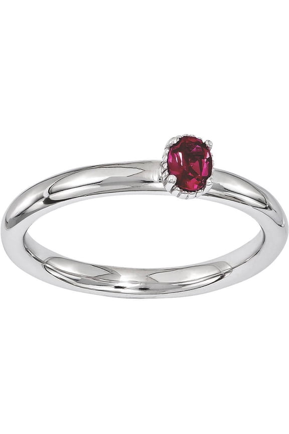 Created Ruby Sterling Silver Single-Stone Ring