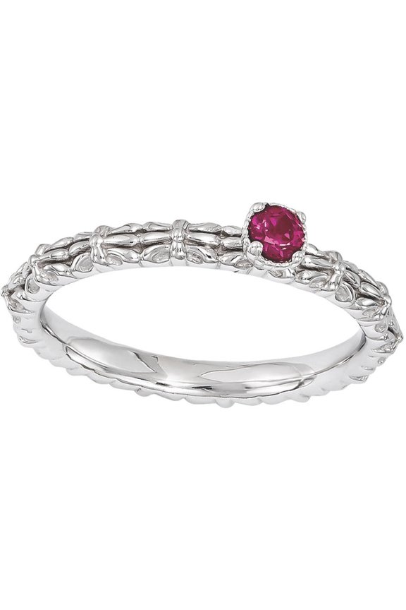 Created Ruby Sterling Silver Single-Stone Ring