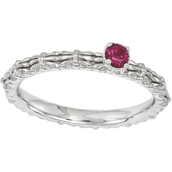 Created Ruby Sterling Silver Single-Stone Ring