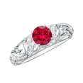 thumbnail image 1 of Rosec Jewels Created Ruby Vintage Inspired Ring with Diamond for Women (AAAA Grade), 925 Sterling Silver, US 10.00, 1 of 9