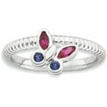 thumbnail image 1 of Created Ruby and Created Sapphire Sterling Silver Butterfly Ring, 1 of 7