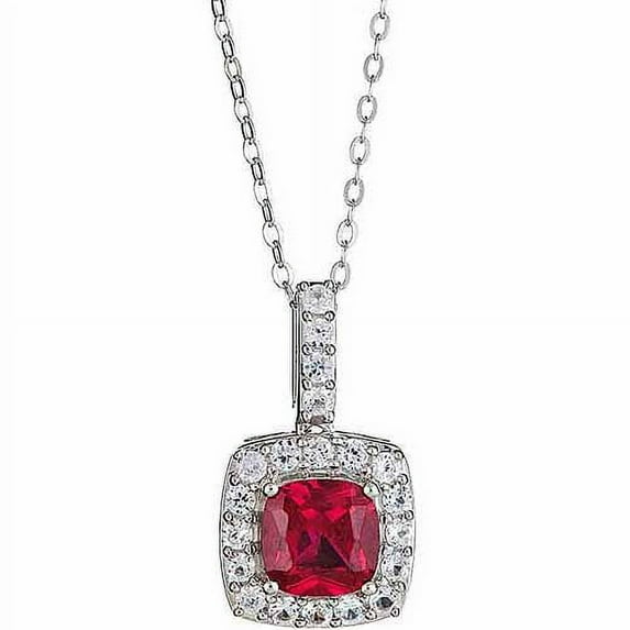 Created Ruby and Created White Sapphire Sterling Silver Pendant