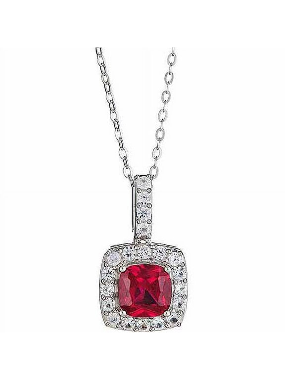 Created Ruby and Created White Sapphire Sterling Silver Pendant