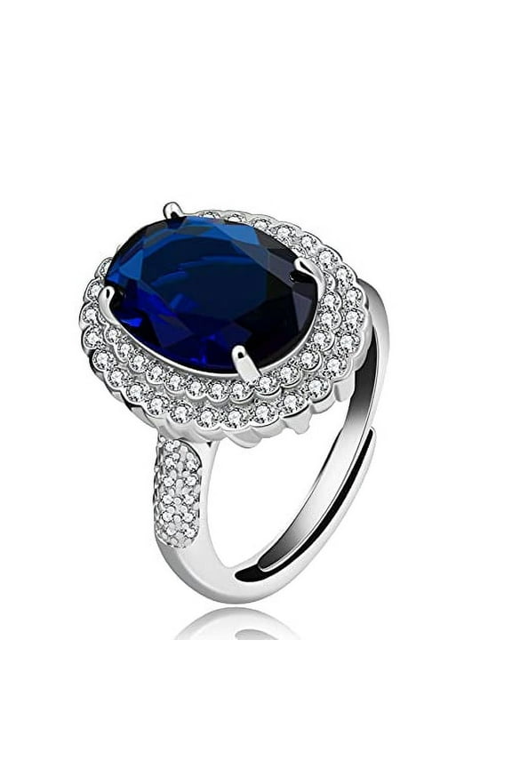 Created Sapphire Blue Cubic Zirconia Wedding Rings for Women, Open Size, Engagement Statement Jewelry Y664 (blue)…