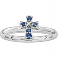 thumbnail image 1 of Created Sapphire Sterling Silver Rhodium Cross Ring, 1 of 6