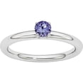 thumbnail image 1 of Created Sapphire Sterling Silver Rhodium Ring, 1 of 6