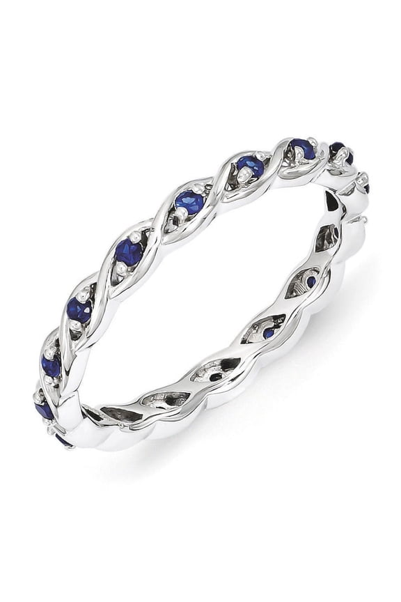 Created Sapphire Sterling Silver Ring
