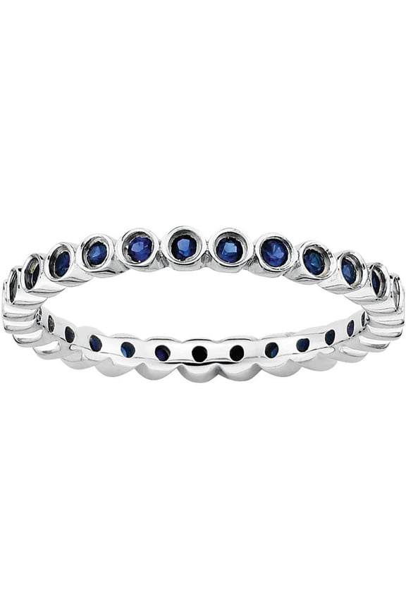Created Sapphire Sterling Silver Ring