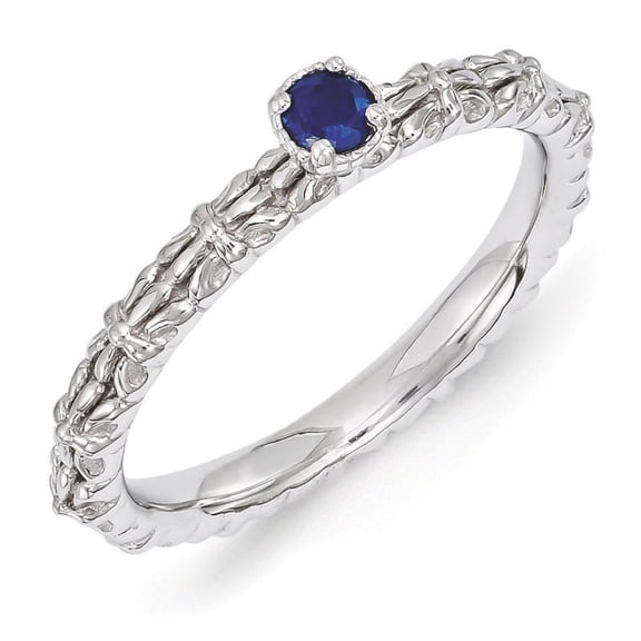 Created Sapphire Sterling Silver Single-Stone Ring