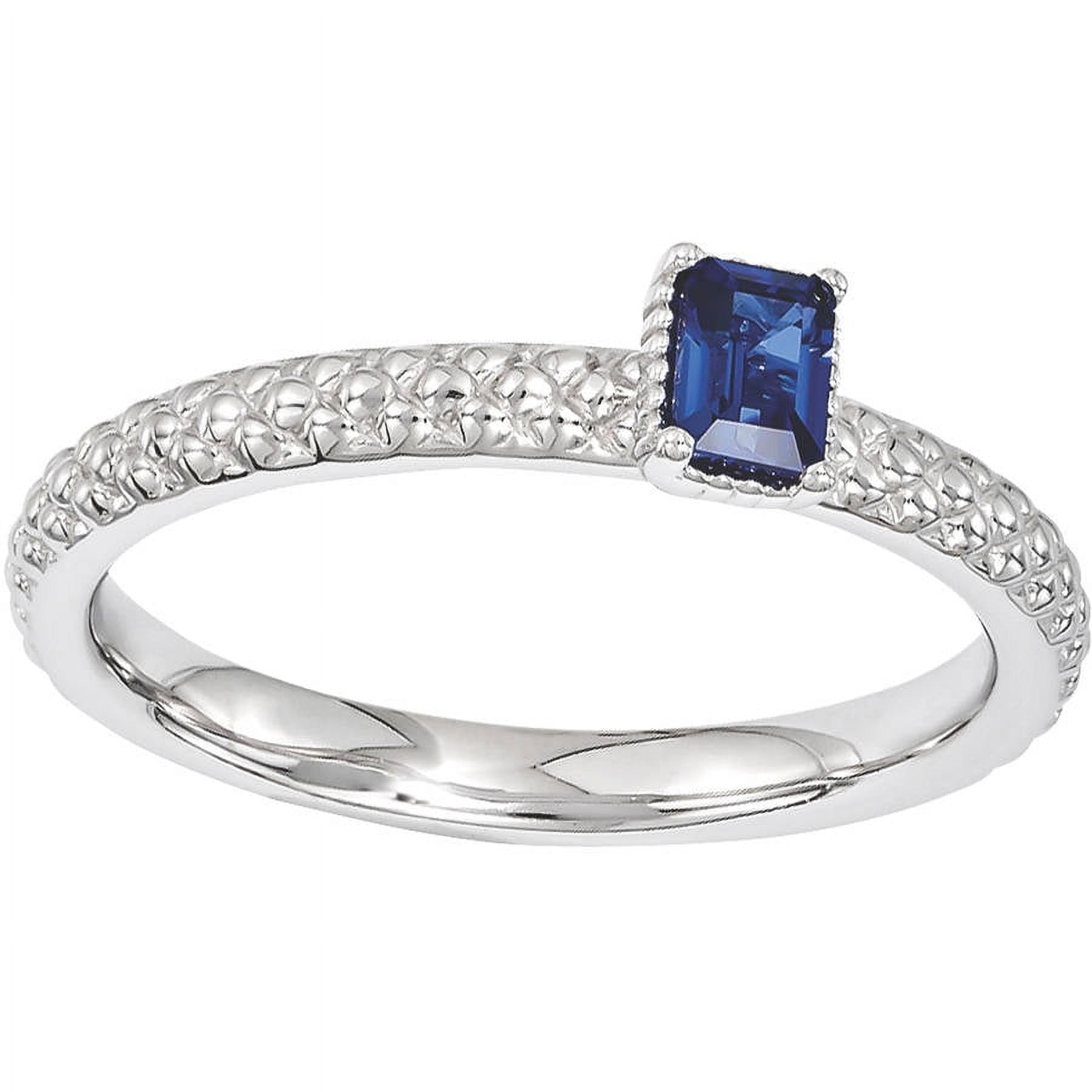 Created Sapphire Sterling Silver Single-Stone Ring