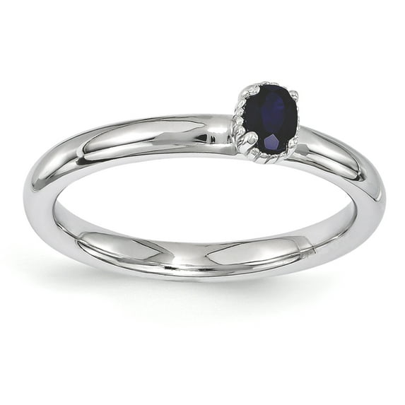 Created Sapphire Sterling Silver Single-Stone Ring