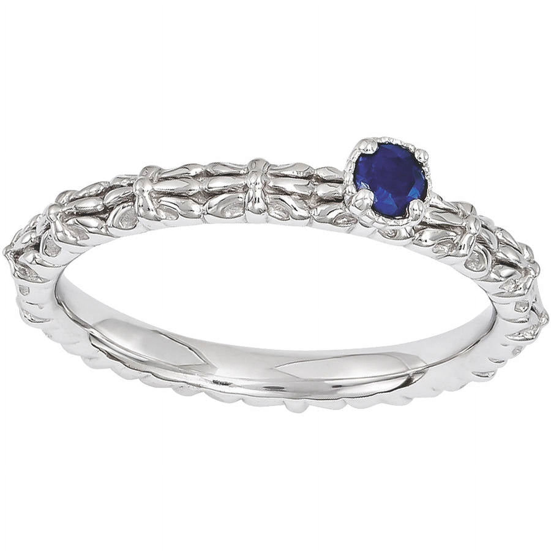Created Sapphire Sterling Silver Single-Stone Ring