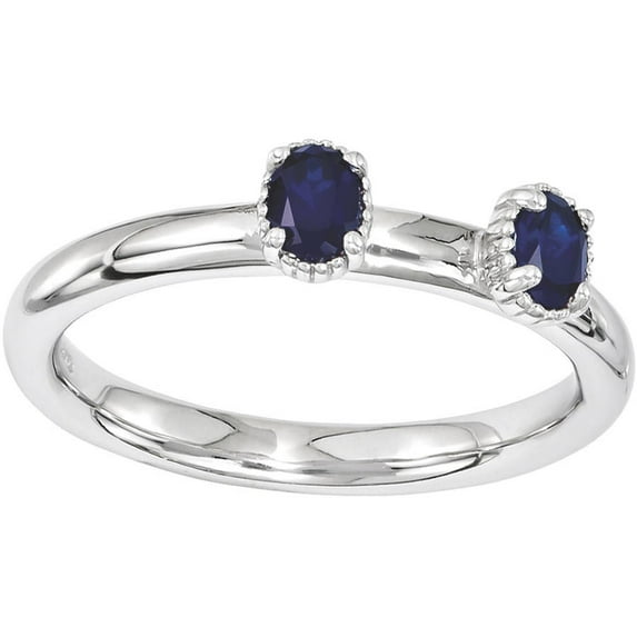 Created Sapphire Sterling Silver Two-Stone Ring