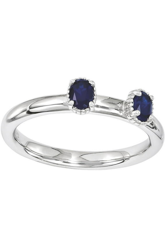 Created Sapphire Sterling Silver Two-Stone Ring
