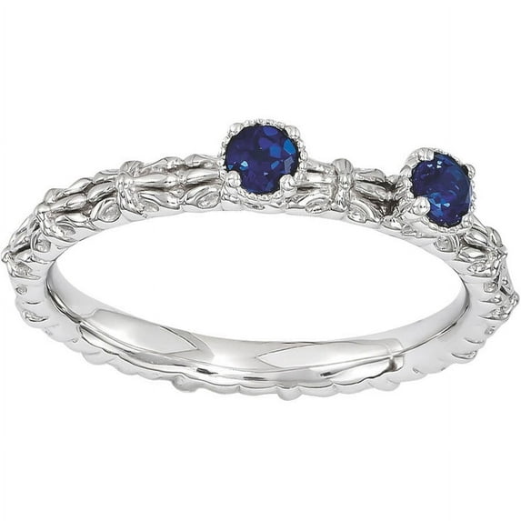 Created Sapphire Sterling Silver Two-Stone Ring