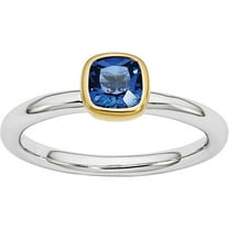 Created Sapphire Sterling Silver with Gold-Plate Ring