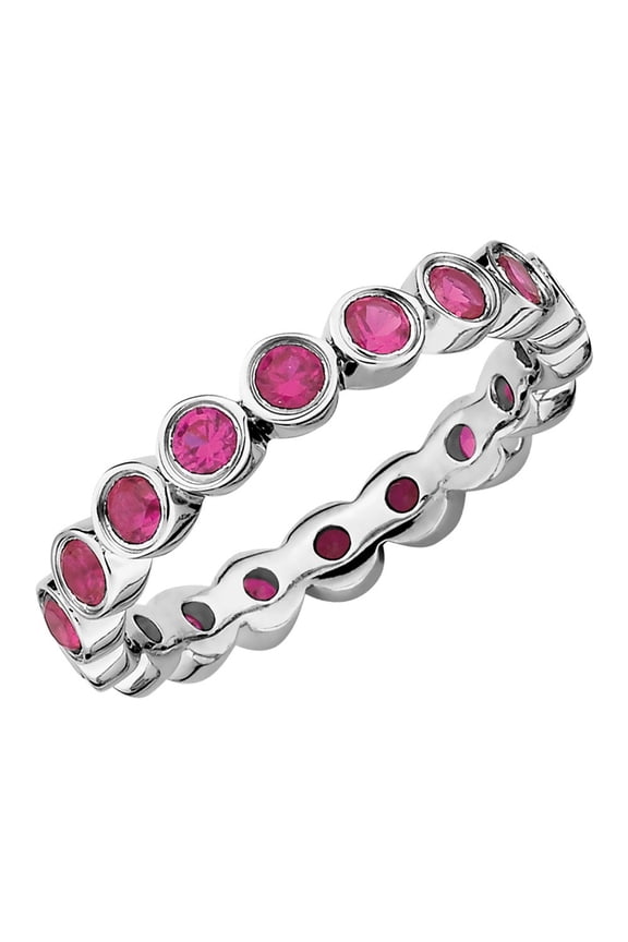 Gem & Harmony Created Synthetic Ruby Ring 1.70 Carat (Ctw) in Sterling Silver for Women