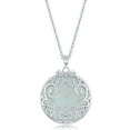 thumbnail image 1 of Created White Opal Round Filigree Designed Solid Pendant with Finish Design Back 18” Necklace Sterling Silver Jewelry for Women or Teens, 1 of 6