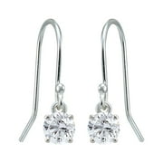 B. BRILLIANT Created White Sapphire 5mm Round Small Solitaire Sterling Silver Dangle Earrings