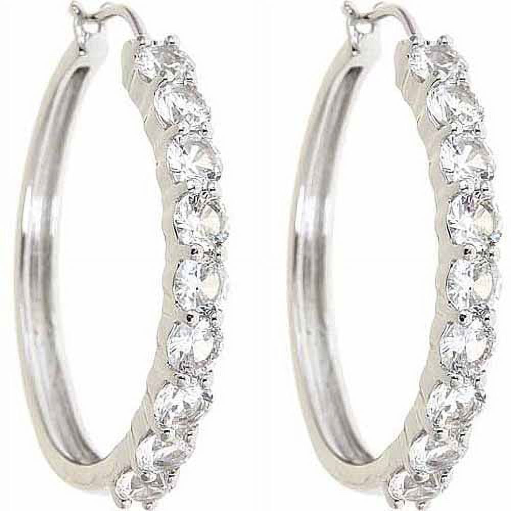 Created White Sapphire Rhodium-Plated Earrings