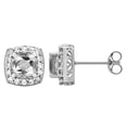thumbnail image 1 of Created White Sapphire Sterling Silver Halo Stud Earrings, 1 of 2