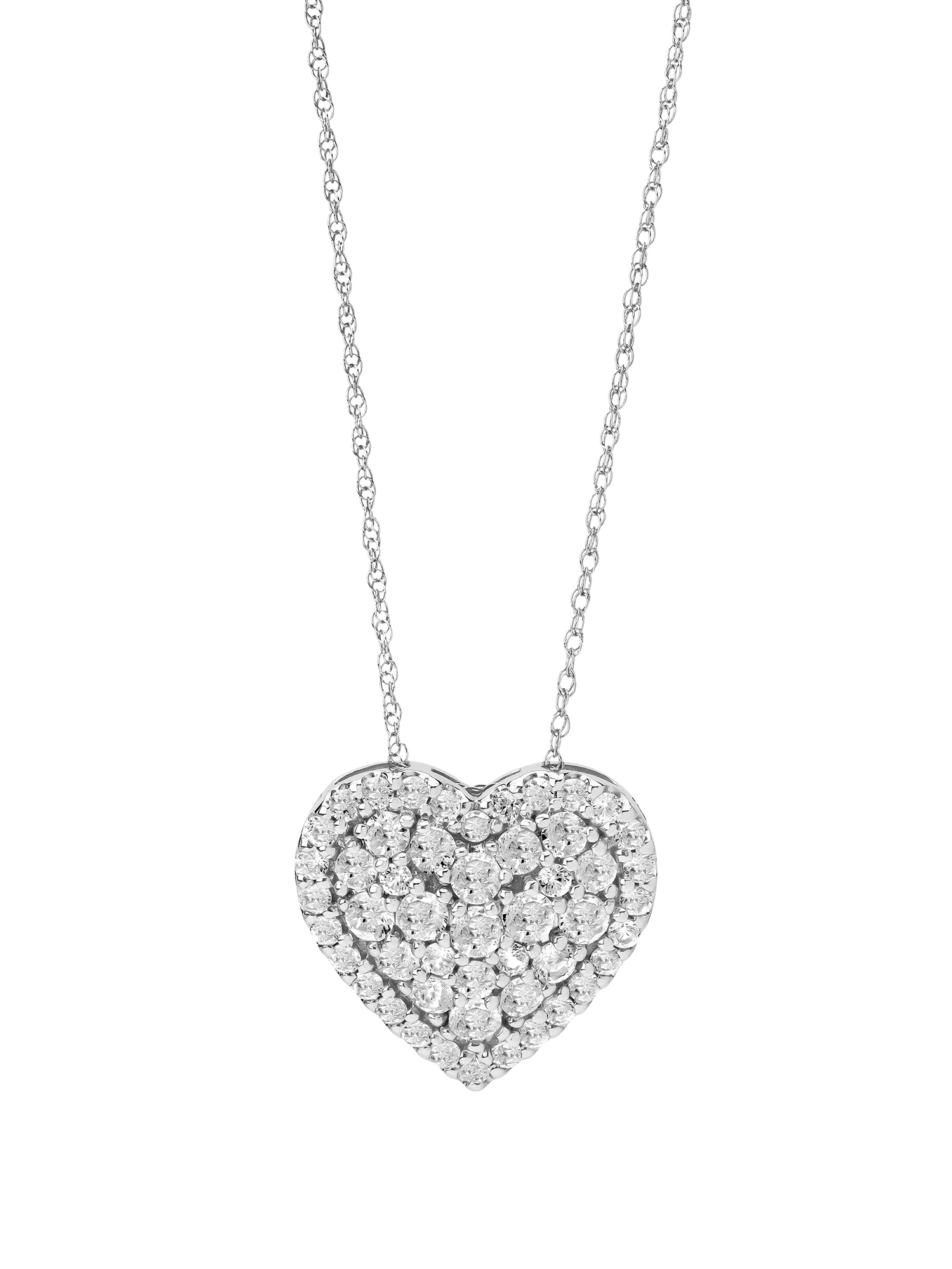 Created White Sapphire Sterling Silver Heart Halo Women's Necklace