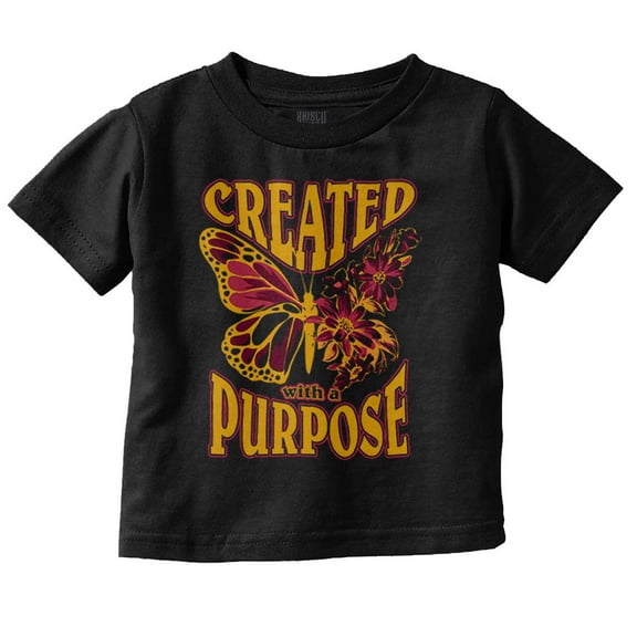 Created With A Purpose Butterfly Youth T Shirt Tee Girls Infant Toddler Brisco Brands 4T