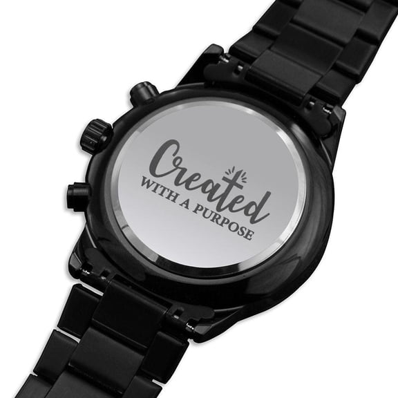 Created With A Purpose Engraved Multifunction Analog Stainless Steel Chronograph Men's Watch W Copper Dial