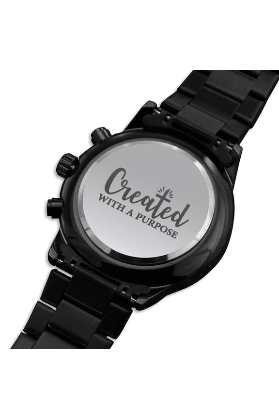 Created With A Purpose Engraved Multifunction Analog Stainless Steel Chronograph Men's Watch W Copper Dial