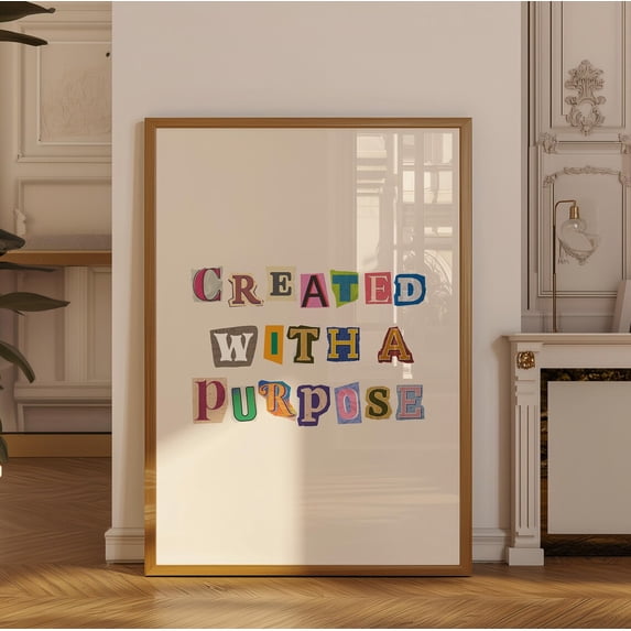 Created With A Purpose Print Retro Vintage Religious, Stretched Canvas 12x16in