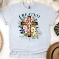 thumbnail image 1 of Created with a Purpose Cross Floral Christian Graphic T-Shirt for Women, Ash, Size L, 1 of 6