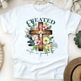 thumbnail image 1 of Created with a Purpose Cross Floral Christian Graphic T-Shirt for Women, White, Size S, 1 of 6