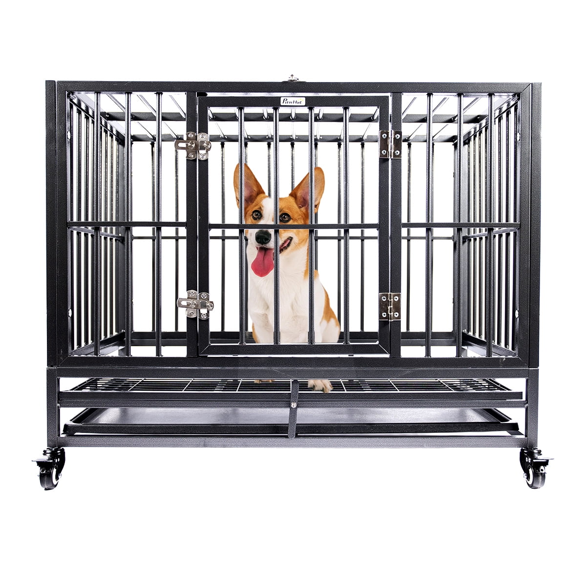 Createshao 38 Inch Heavy Duty Indestructible Dog Crate,Escape Proof Dog
