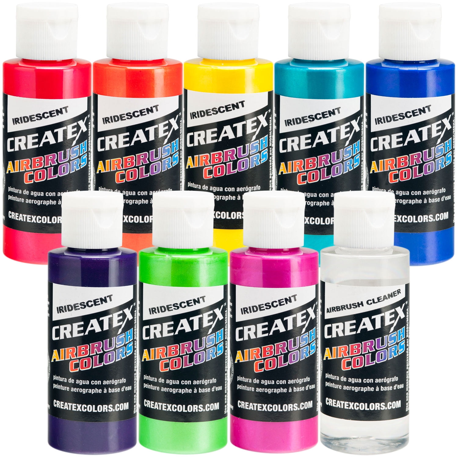 Createx 8 Colors 2oz Iridescent Airbrush Paint Kit - Hobby Craft Art
