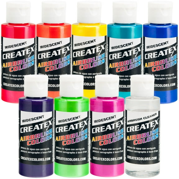 Createx 8 Colors 2oz Iridescent Airbrush Paint Kit - Hobby, Craft, Art